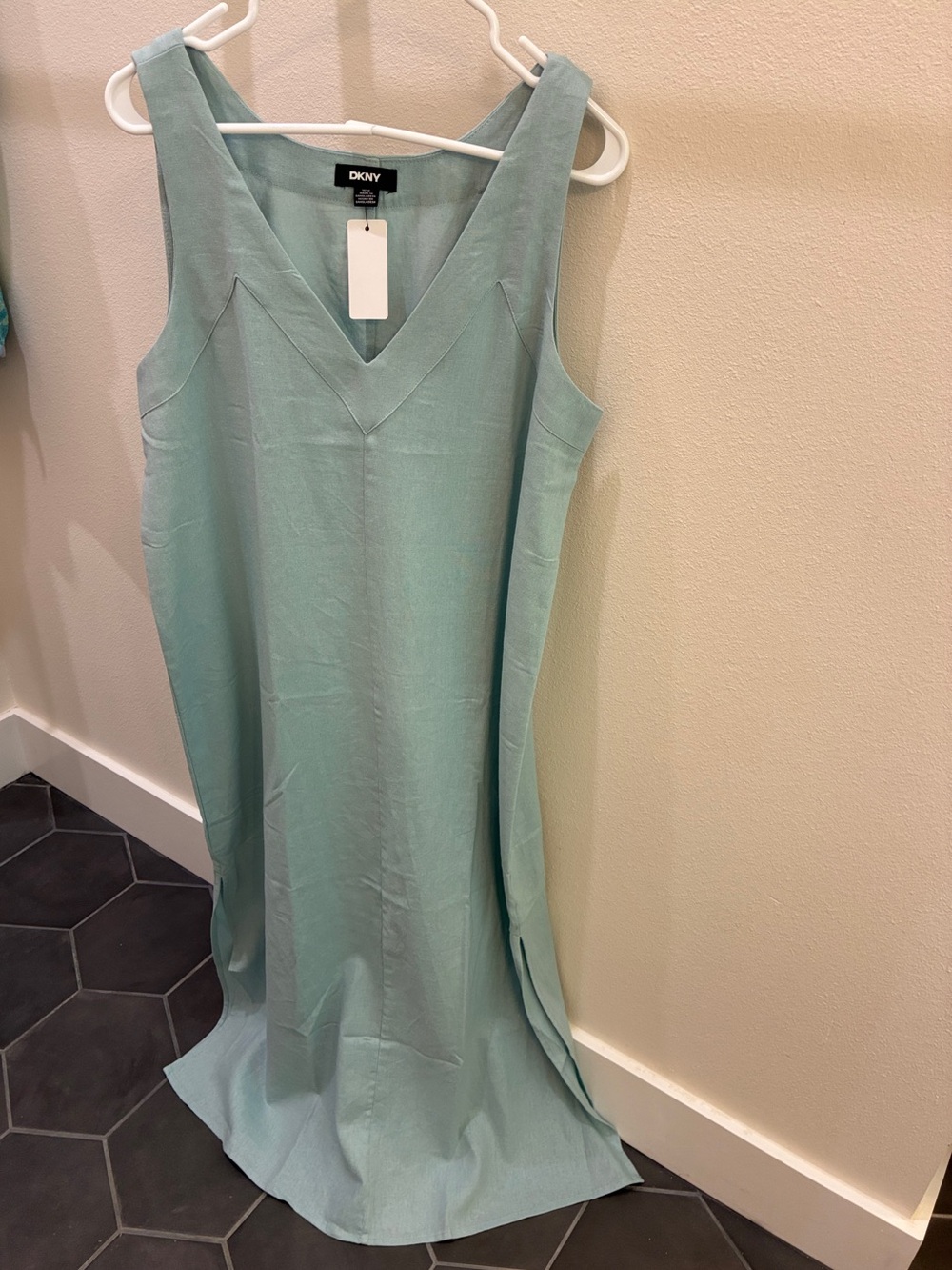DKNY Mint Green V-Neck Maxi Dress